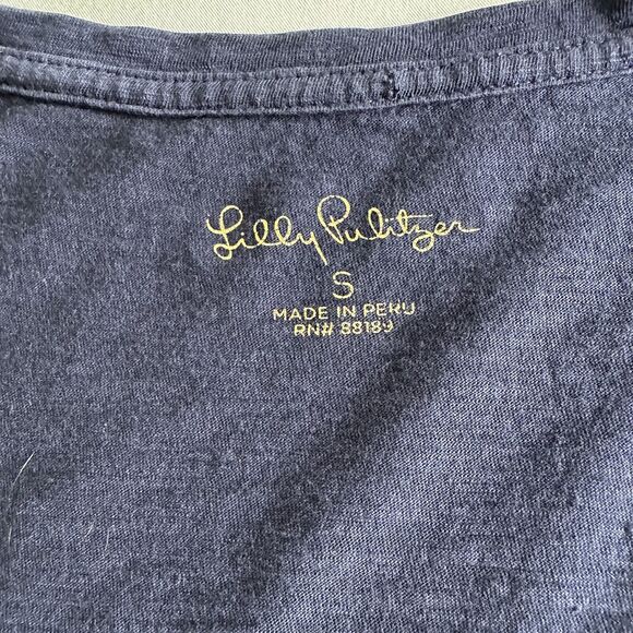 Lilly Pulitzer Navy V-Neck Tee Shirt Women’s Small S Short Sleeve Casual Top - Picture 4 of 9